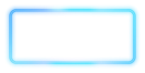 Poster - Neon Futuristic sign frame blue purple. Blue rectangle neon frame, light sign box. Neon frame, bright glowing neon frame with transparent background.