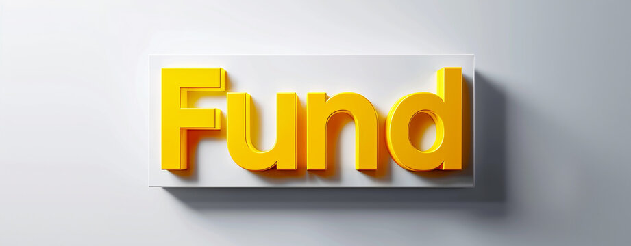 Fund, the word written in yellow letters on a light background