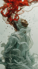 Poster - Red-haired woman in the water