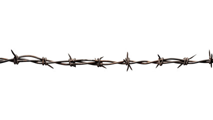 Wall Mural - barbed wire cutout. isolated barbed wire across screen on transparent background