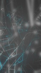 Aufkleber - Black background. Motion. White and blue lines in the graphics fly to chaotic places in 3D format.