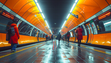 Wall Mural - subway station in the night