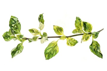 Wall Mural - Sprig Herb - Fresh Green Basil Culinary Ingredient and Garnish