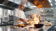 © ColdFire - Professional chef cooking in a modern restaurant kitchen