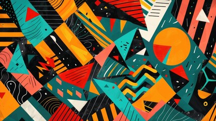 Poster - Abstract geometric pattern inspired by chaos and randomness for modern art drawing and painting