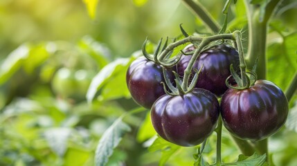 Wall Mural - The purple tomatoes on vine