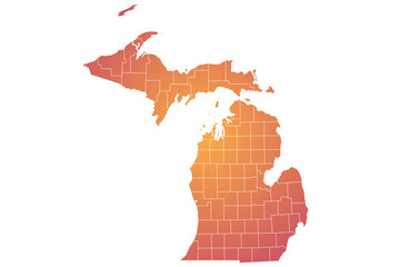 Michigan administrative map. counties map of Michigan, blank Map, empty map of Michigan