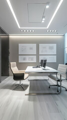 Canvas Print - Modern Patent Office Displaying Innovative Designs and Sleek Furniture  