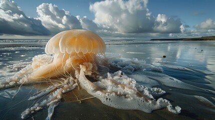 Jellyfish stranded ashore