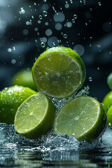 Wall Mural - A close up of a lime with a few slices missing