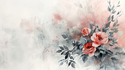 Wall Mural - A watercolor composition of a bouquet on a white background, reflecting the concept of Valentine's Day