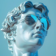 Wall Mural - Classical Marble Statue with Modern Sunglasses