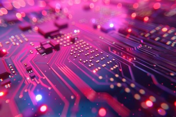 Poster - digital communication hi-tech background. circuit board technology background. electronic motherboar