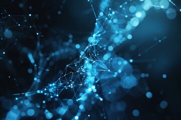Poster - Background for presentation design in digital technology. Network connection dots and lines. 3D model.
