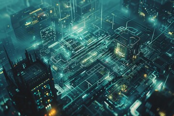 Poster - Futuristic abstract tech background. Generative AI.