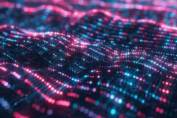 Poster - Several dots and lines representing network connections on a futuristic background. 3D presentation design background.
