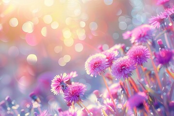 Wall Mural - Beautiful spring summer bright natural background with colorful dandelion flowers close up.