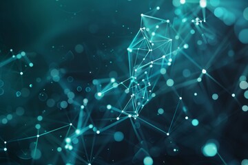 Poster - an abstract concept of cybersecurity technology and digital data protection. using polygons, dots, a