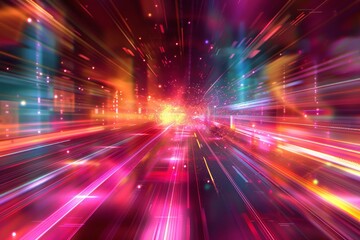 Poster - Abstract background made of digital technology, with blurred lights and moving lights.