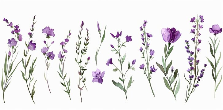 Graphic resources: watercolor purple flower clipart