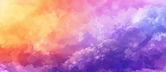 Poster - watercolor sunset sky with orange purple color background. generate ai image.