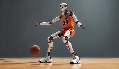 Wall Mural - robots have replaced basketball players or athletes. basketball players in action