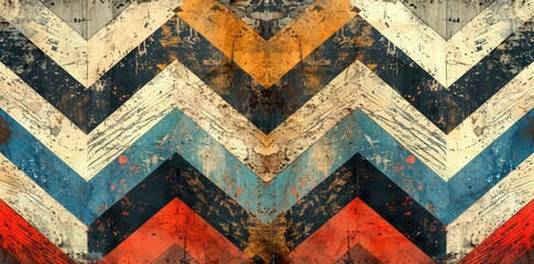 Wall Mural - Abstract geometric pattern of reclaimed wood wall paneling texture