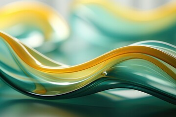 Wall Mural - Green and yellow gradient curves background, generative IA