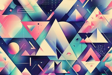 Wall Mural - 2d colorful geometric background. Triangle style backdrop