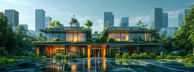 Poster - A Futuristic Green Business Education Center with Modern Sustainable Architecture and Clean Energy