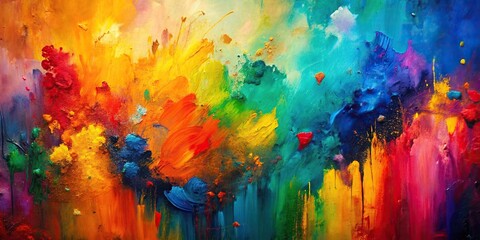 Wall Mural - Colorful abstract painting with vibrant brushstrokes , art, vibrant, texture, brushstrokes, emotion, imagination, canvas
