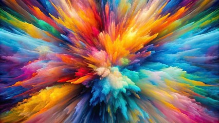 Wall Mural - Abstract explosion of colors on canvas capturing dynamic movements, acrylic, canvas, vibrant, colorful, abstract, explosion