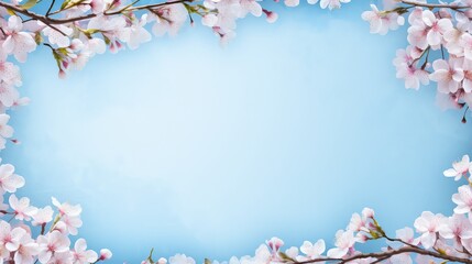 Wall Mural - Pink Cherry blossom Illustration. Frame of Sakura Cherry Blossoms Spring flower