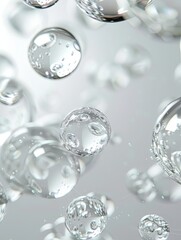 Poster - Flowing water bubbles,Water molecule,bubbles, light gradient,minimalism