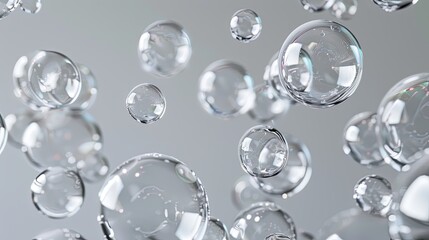 Poster - Flowing water bubbles,Water molecule,bubbles, light gradient,minimalism