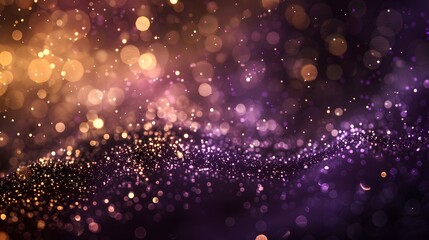 Wall Mural - Abstract blurred background with bokeh lights in dark purple and gold colors