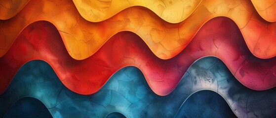 Wall Mural - A colorful wave with blue, red, and yellow colors