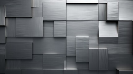 Wall Mural - Abstract Metallic Wall with Geometric Shapes