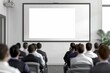 © Exotic Escape - Businessman Presenting to Audience with Blank Whiteboard Mockup