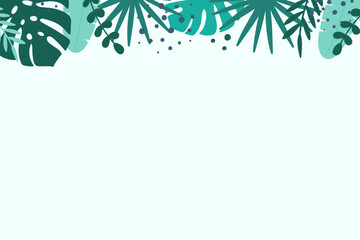 Wall Mural - Tropical leaves. Summer background. Vector illustration