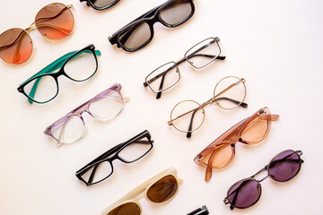 Sticker - Stylish glasses, top view. Eyesight and vision concept