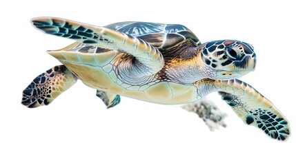 Wall Mural - 3. Produce an image of a Turtle featuring a transparent background, ideal for seamless integration into designs requiring a neutral or white backdrop.