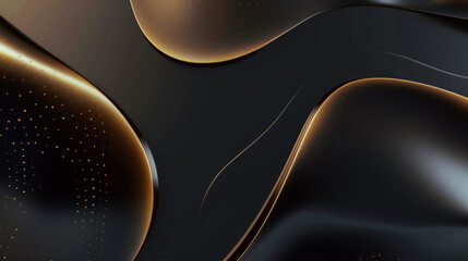 Wall Mural - luxury abstract shapes, dark and gold liquid waves, glowing texture wallpaper