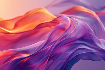 Wall Mural - A colorful, flowing piece of fabric with a purple and orange hue