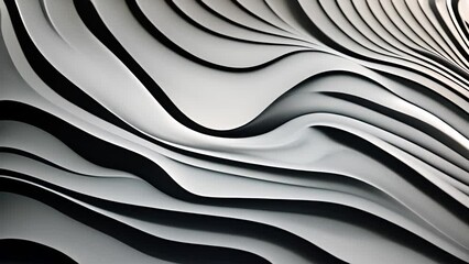 Poster - abstract black and white wavy lines generative ai