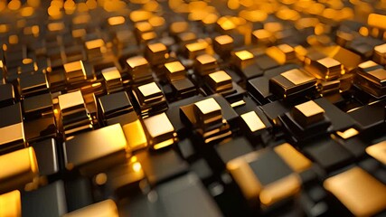 Poster - abstract gold and black cubes generative ai