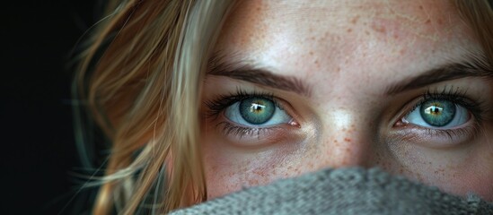 Wall Mural - Close-Up Portrait of a Woman with Green Eyes