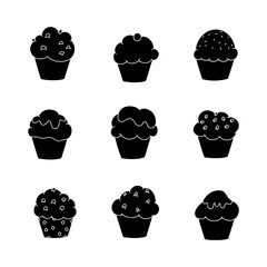 Wall Mural - Cupcake hand drawn solid icon vector illustration