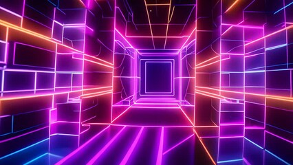 Poster - Neon Light Tunnel Generative AI