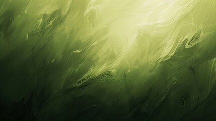 Wall Mural - Fluid brushstrokes and shimmering lights with olive-chartreuse gradient in abstract background
